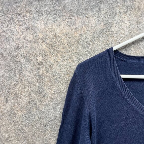 Lilly Pulitzer Sweater Women Large Navy Blue Argyle Cotton V Neck Pullover - Picture 4 of 11